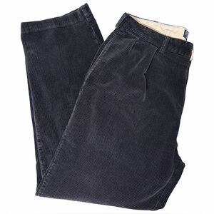 Vintage POLO RALPH LAUREN Andrew Mens Corduroy Black Pleated Pants Y2K